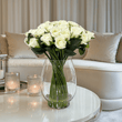 Load image into Gallery viewer, Large Cream Faux Rose Arrangement in Fishbowl Vase