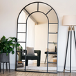 Load image into Gallery viewer, Full Length Black Metal Arched Window Mirror