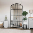 Load image into Gallery viewer, Black Metal Arched Lattice Window Mirror