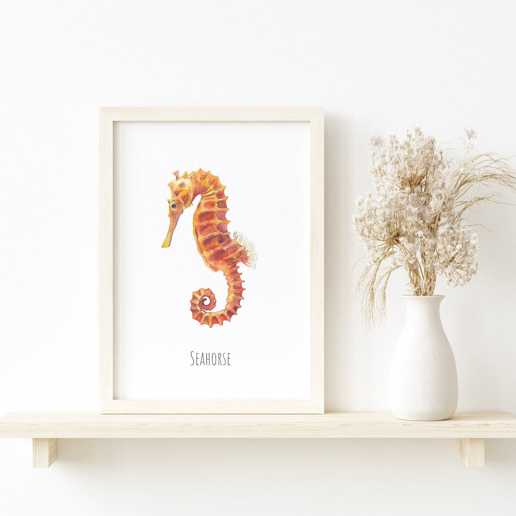 Personalised Seahorse Watercolour Fine Art Print