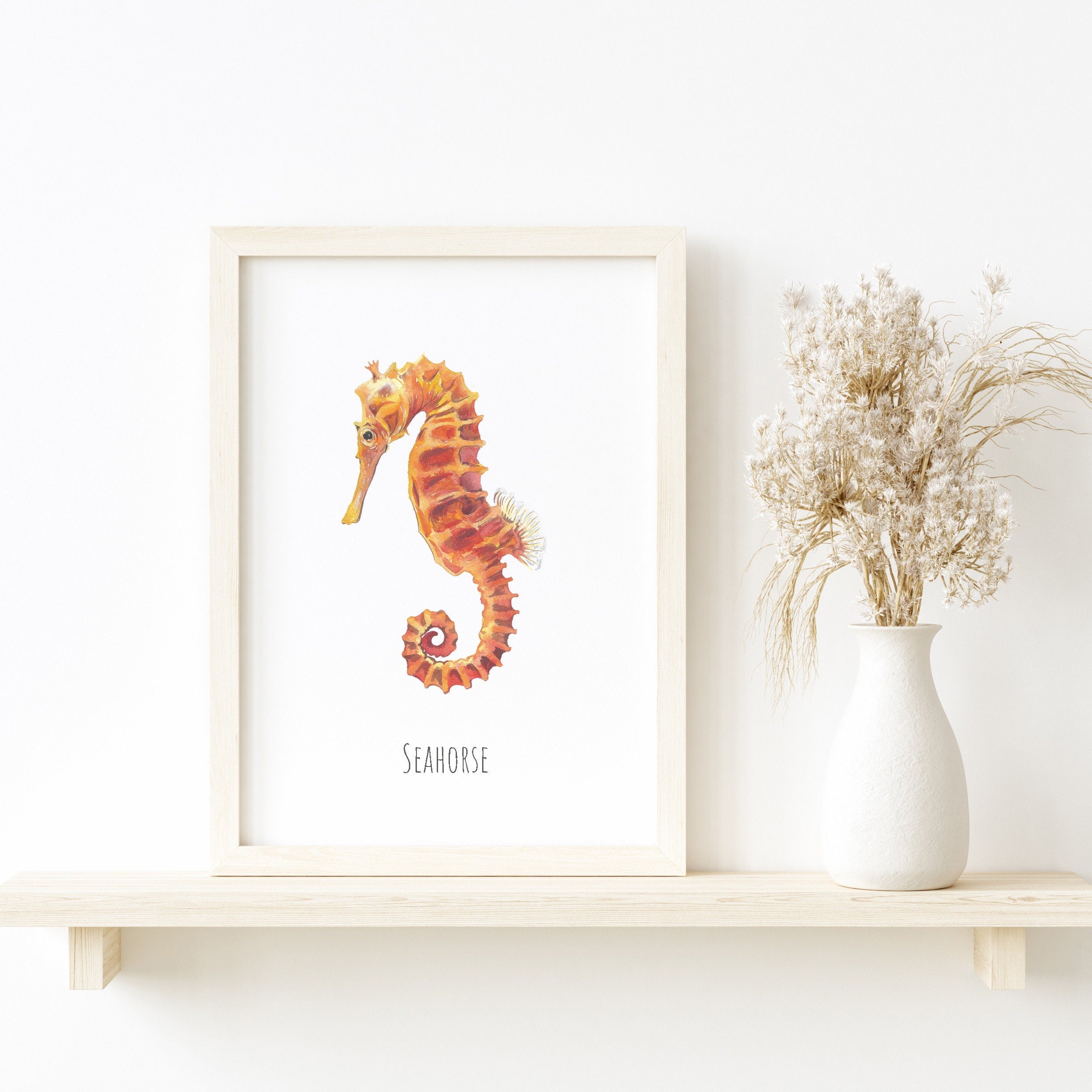 Personalised Seahorse Watercolour Fine Art Print