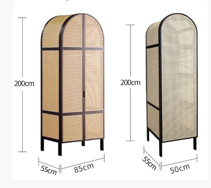 Melisa Rattan Wardrobe, Oak, Solid Wood - Miola