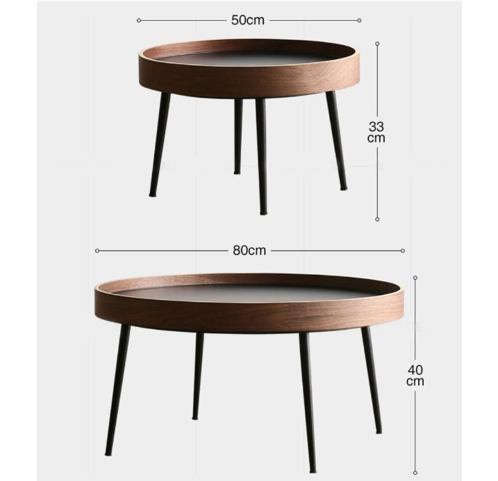 C163 Nesting Coffee Table Set, Oak & Black - Miola