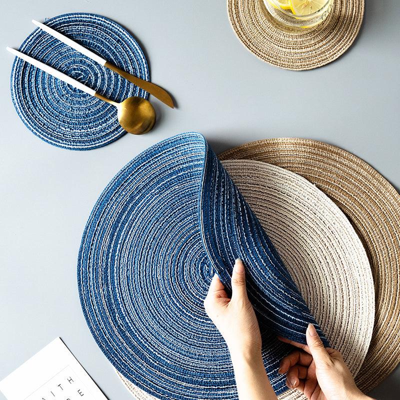Round Braided Woven Placemats, Set of 4 Pieces - Miola