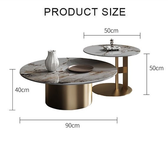 Coar Nesting Coffee Table Set, Gold & Grey - Miola