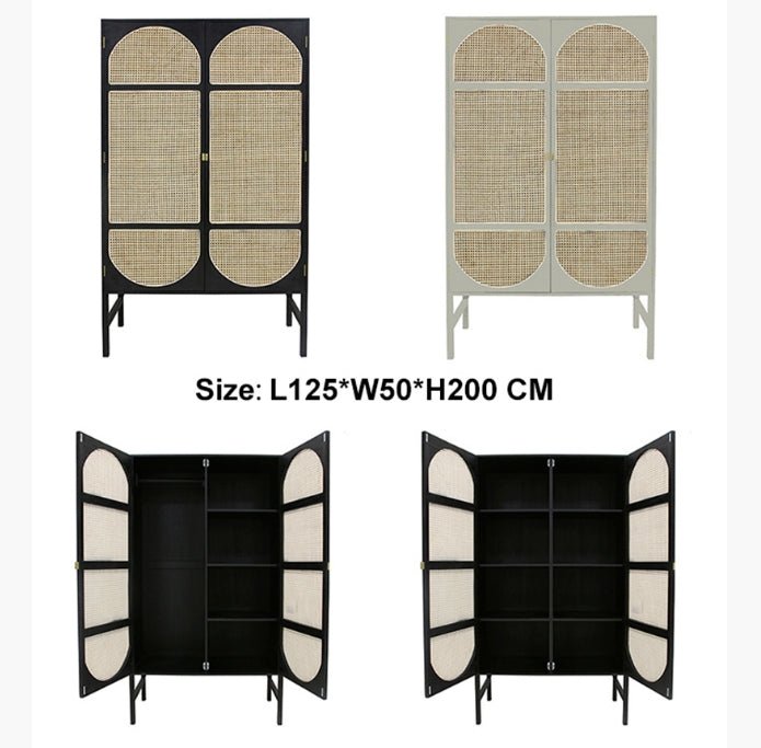Tandy Black Rattan Wardrobe - Miola