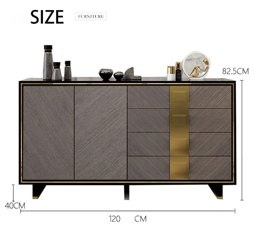 IS82 Large Sideboard, Grey & Gold - Miola