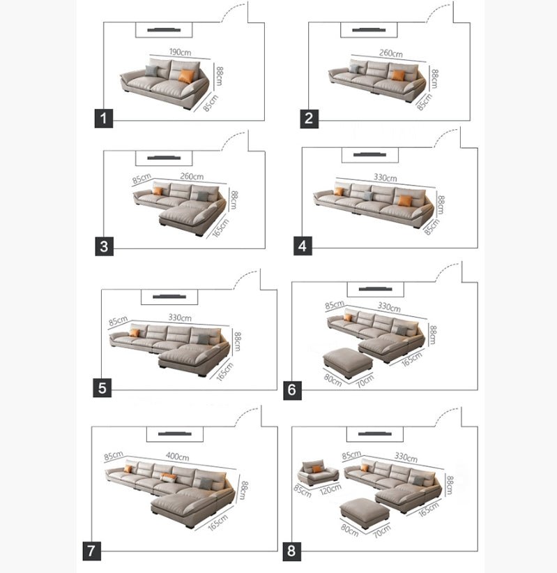 Quinn Five Seater Sofa, Leathaire - Miola