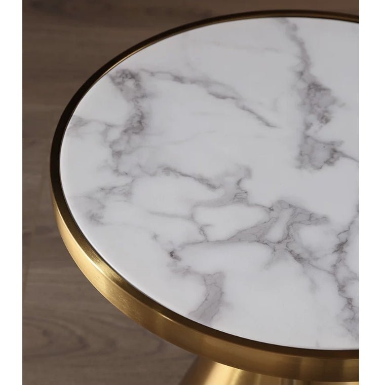Modern Side Table with Marble Top and Metal Base - Miola