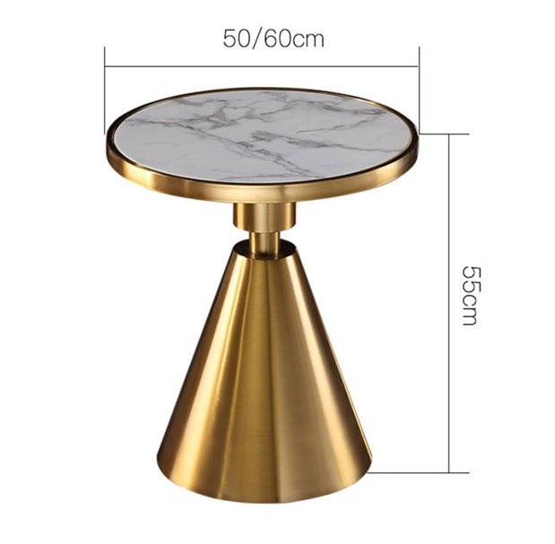 Modern Side Table with Marble Top and Metal Base - Miola