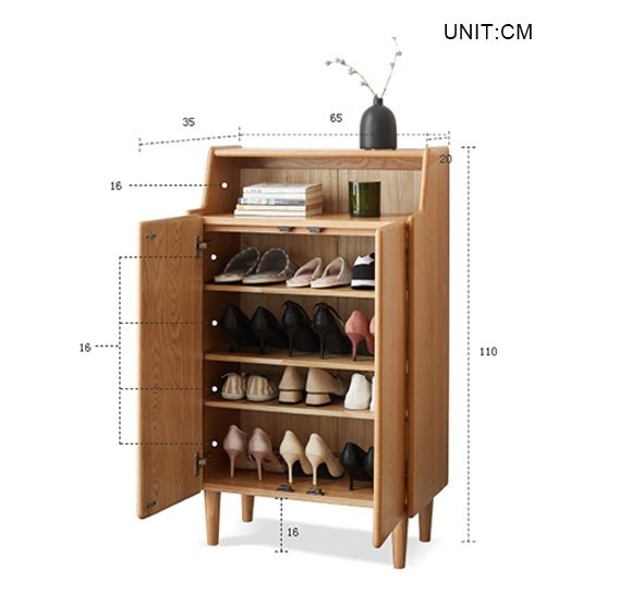 Jasper Entryway Shoe Storage, Light Oak - Miola
