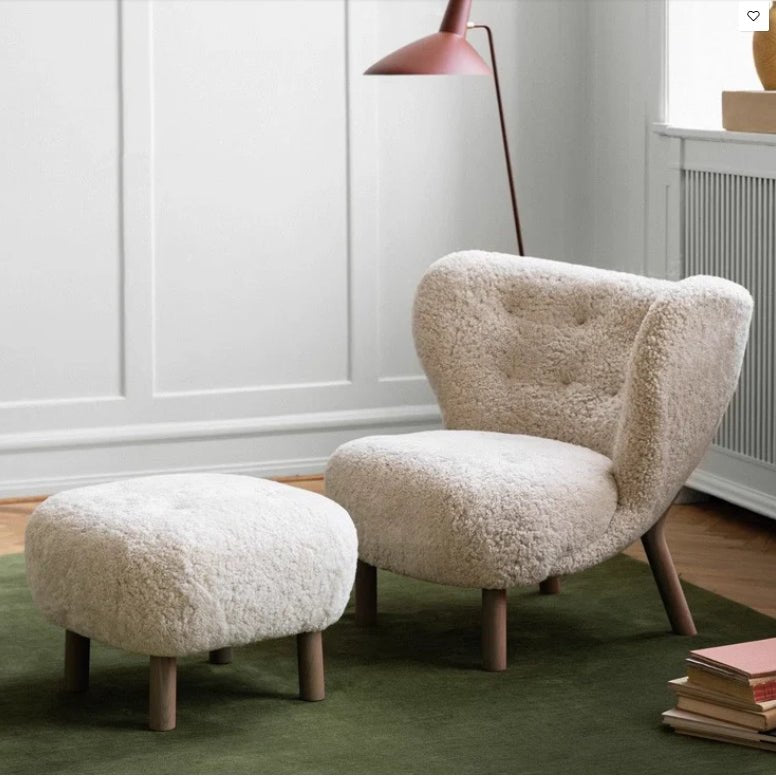 Fitz Lounge Chair, Long Hair, White - Miola