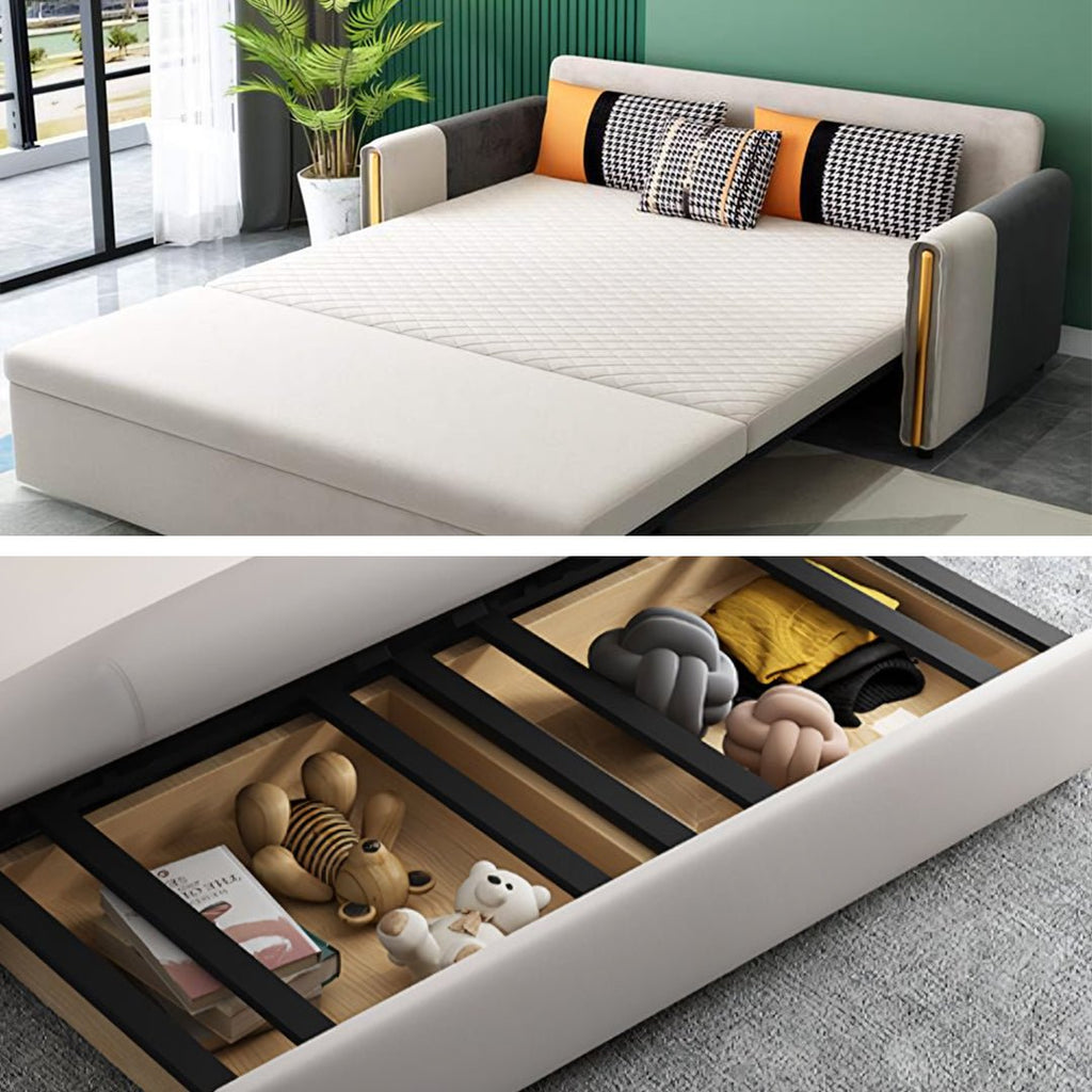 Imelde Two Seater Sofa Bed, Linen - Miola