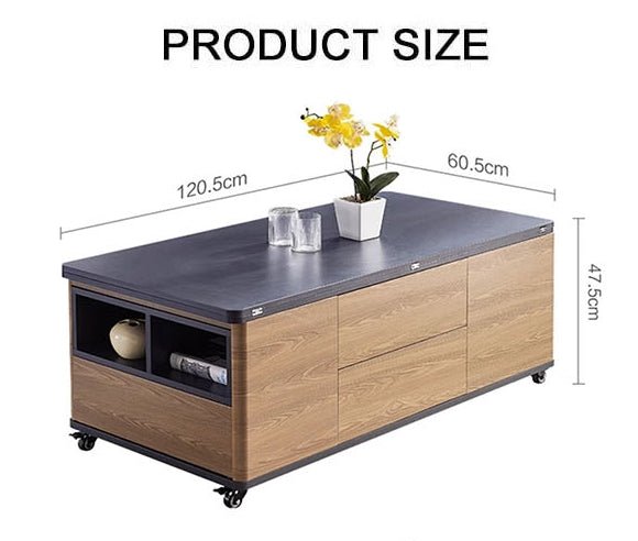 Ruby Lift Top Coffee Table, Multi - Functional Foldable Coffee Table, Walnut & Black - Miola
