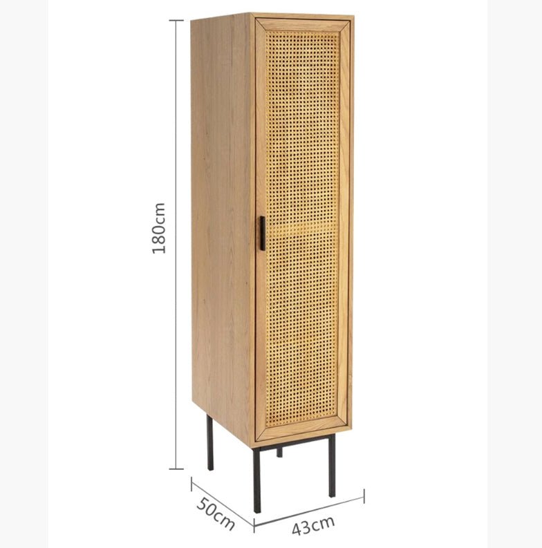 Uno G4 Single Rattan Wardrobe, Oak - Miola