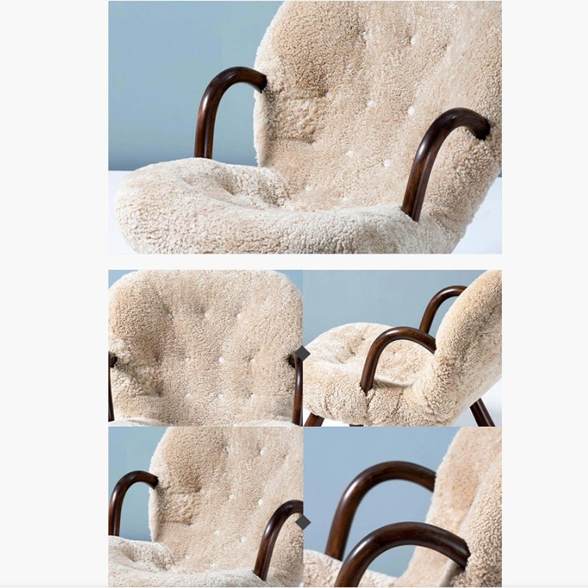 Classic Clam Armchair & Footstool, Boucle - Miola