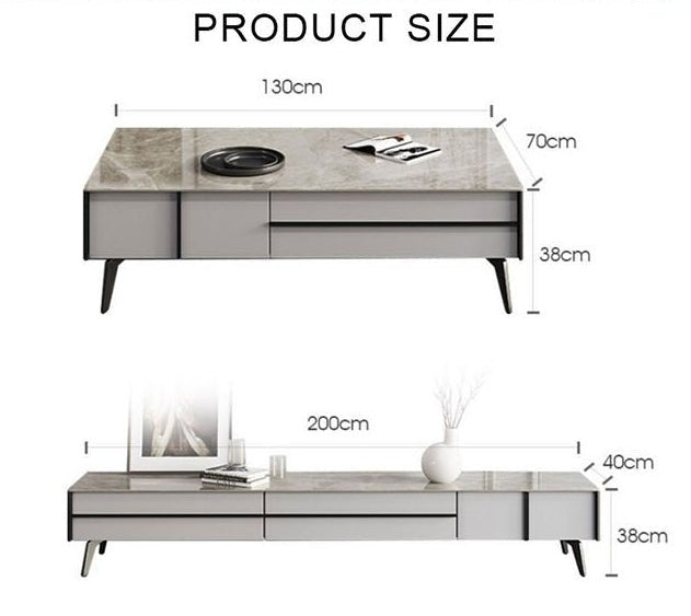 Ohyama Living Room Table Set, Coffee Table, TV Stand - Miola