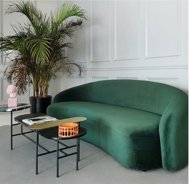 Julep Modern Curved Three Seater, Four Seater Sofa, Velvet - Miola