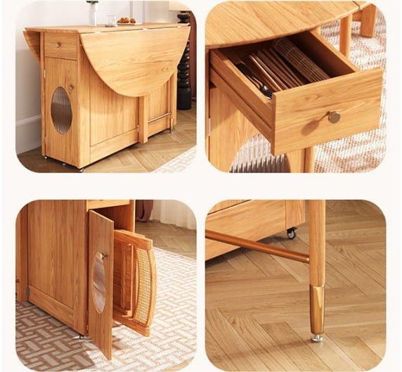 Ainsley Folding Extendable Dining Table, Wood - Miola
