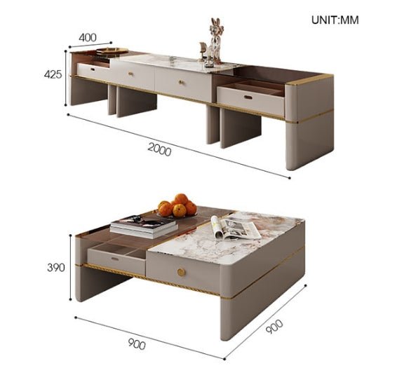 Coz Regid Square Coffee Table With TV Stand - Miola