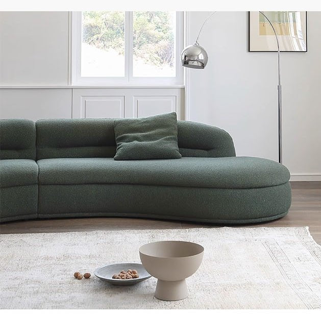 Yannik Four Seater Curved Sofa, Green - Miola