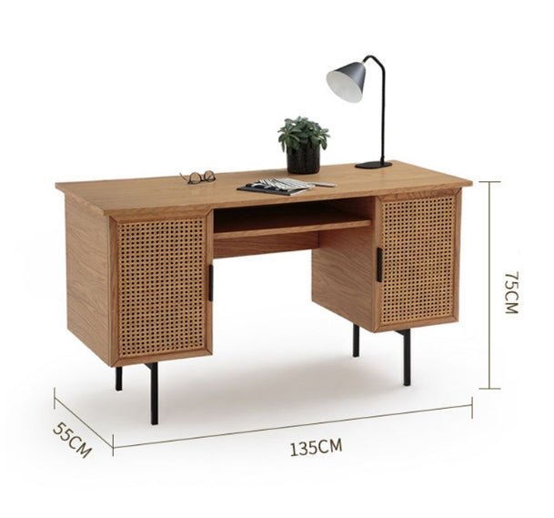 Lindy Rattan Office Desk, Oak - Miola