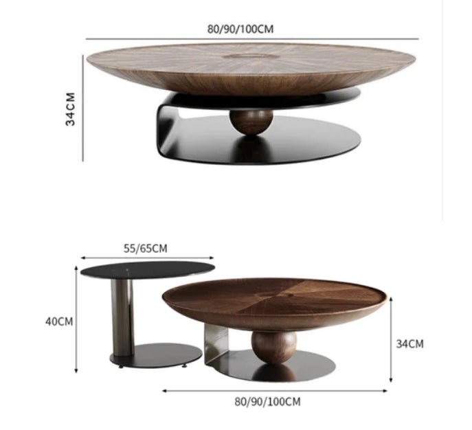 Ian Round Coffee Table Set, Solid Wood - Miola
