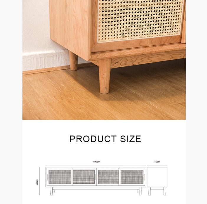 Randal Cane TV Stand, Natural Rattan & Wood - Miola