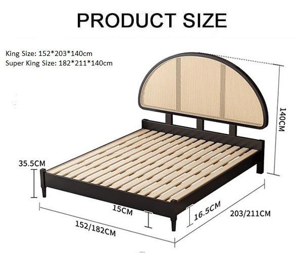 Heather King Size / Super King Size Bed, Rattan - Miola