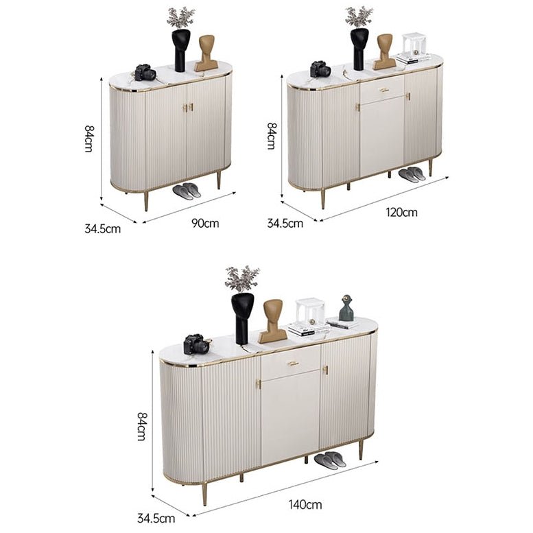 Drake Shoe Storage, White & Gold - Miola