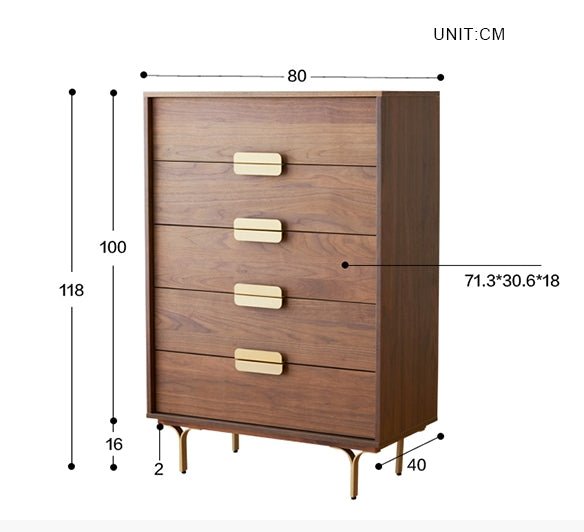 Hedra Chests Of Drawers, Walnut - Miola