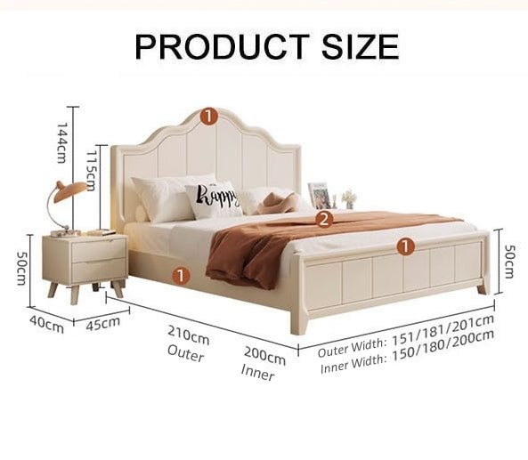 Agnes King Size / Super King Size Bed With Storage, Cream - Miola