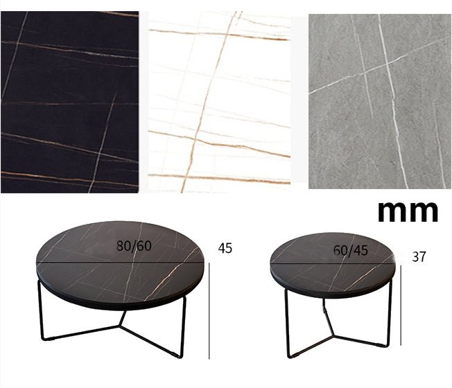 Iver Stone Round Nesting Coffee Table Set, Black & White - Miola