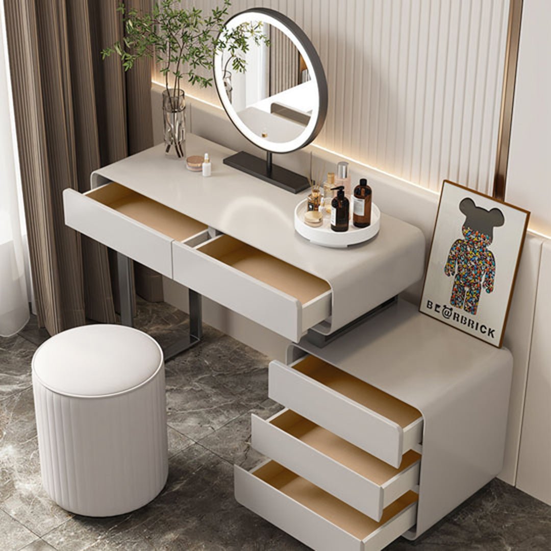 Dobson Dressing Table With LED Mirror, Light Grey - Miola