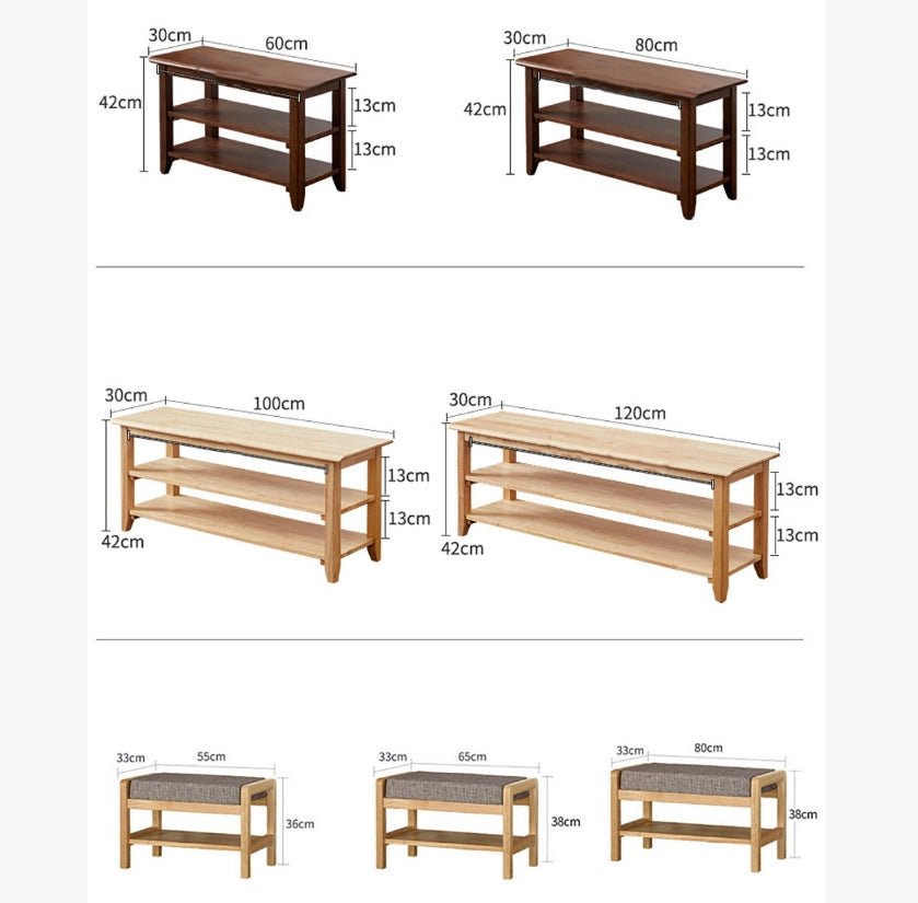 S1412 Shoe Storage Bench, Oak - Miola