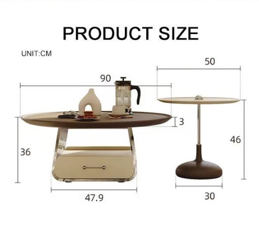 Meral Stylish Coffee Table Set, Stainless Steel - Miola