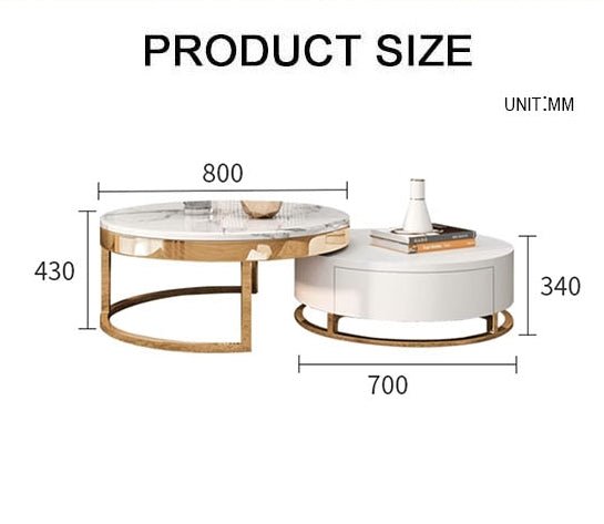 Regalia Coffee Table Set, White & Gold - Miola