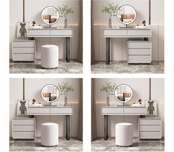 Dobson Dressing Table With LED Mirror, Light Grey - Miola