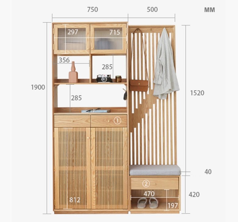 Nidda Oak Shoe Storage With Bench - Miola
