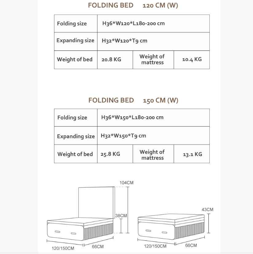 Accordion Folding Double Bed - Miola