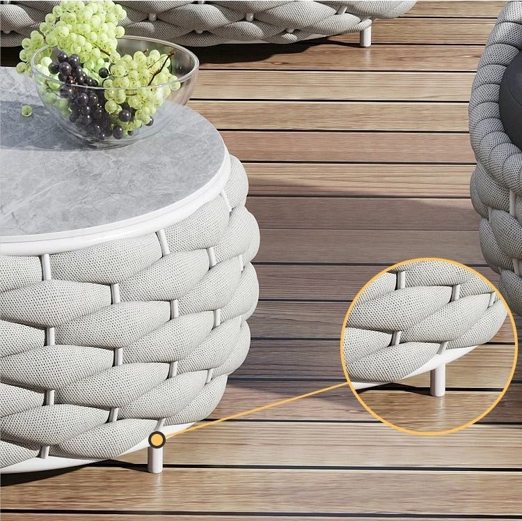 Marbella Textilene Rope Woven Outdoor Sofa Set, Grey - Miola