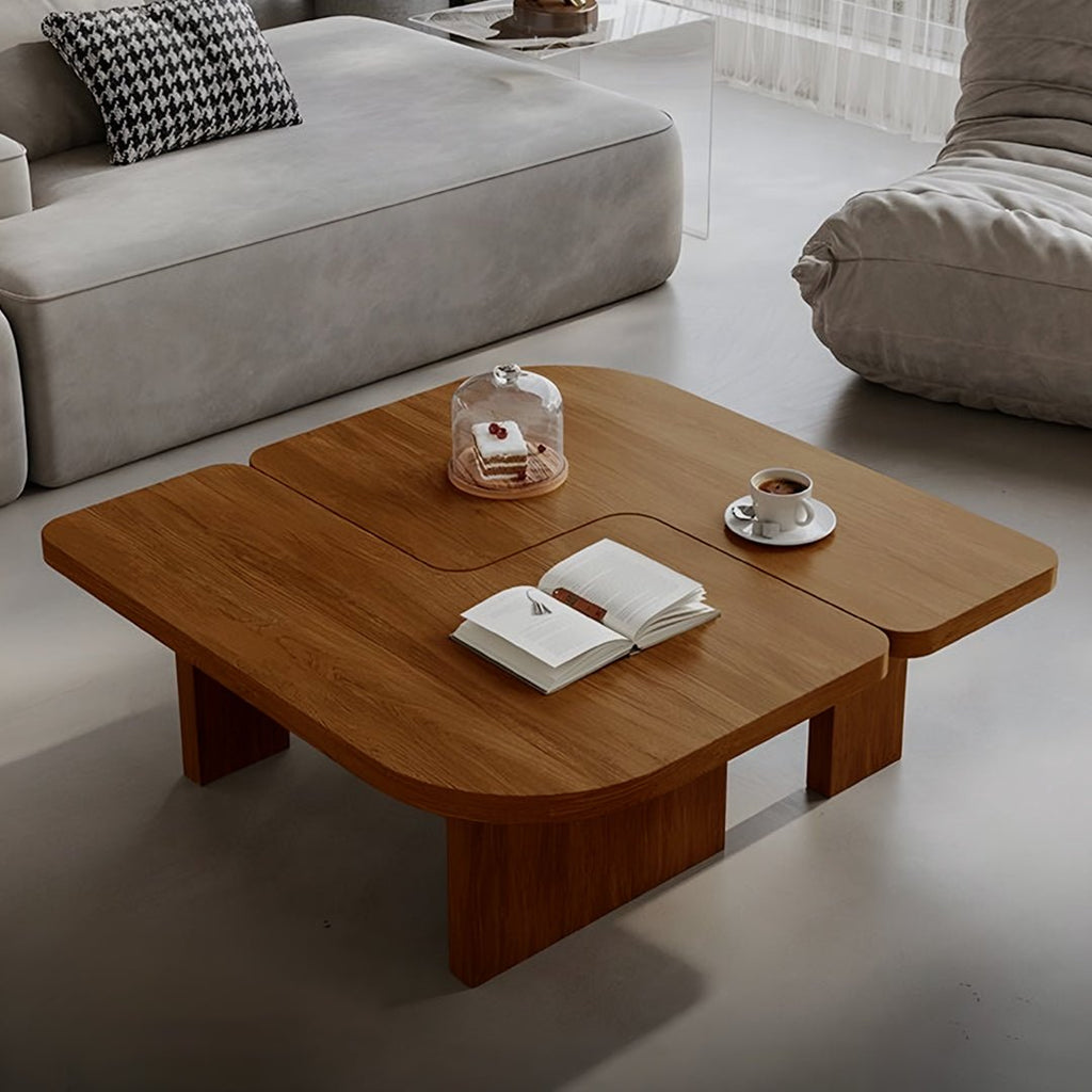 Helios Square Coffee Table Set, Black & Walnut - Miola