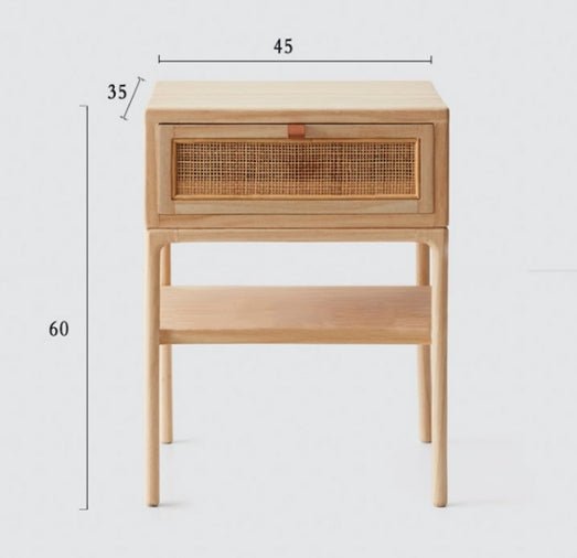 Cement Bedside Table, Light Oak - Miola