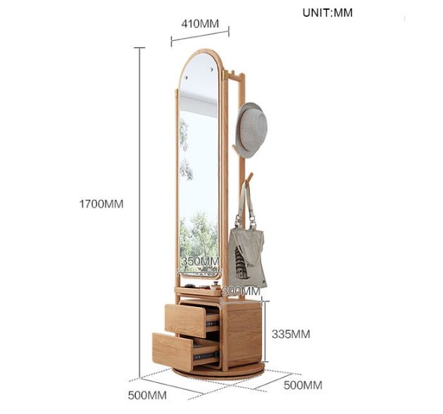 Rotatable Coat Rack, Wardrobe, Storage Rattan Oak - Miola