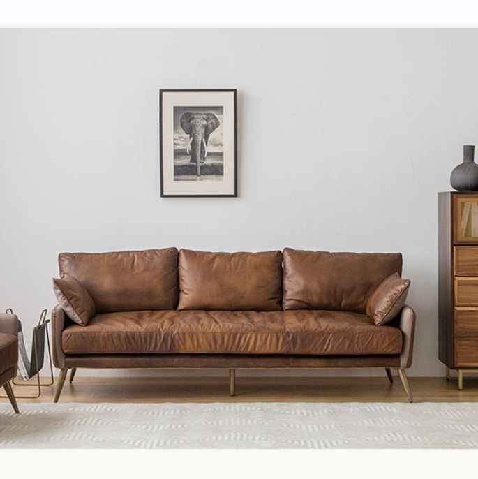 Luna Three Seaters Sofa, Three Seater Corner Sofa, Real Leather - Miola