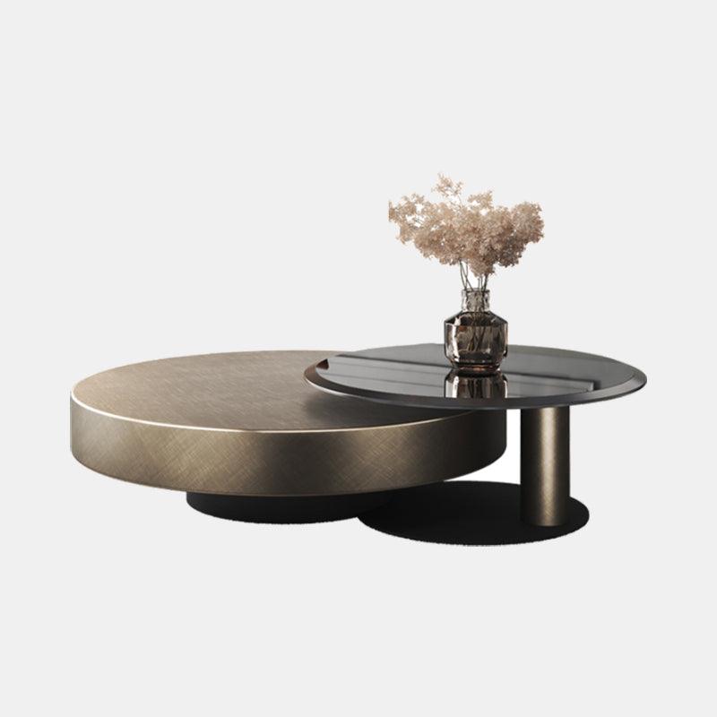 Gold Nesting Coffee Table, With Black Side Table - Miola