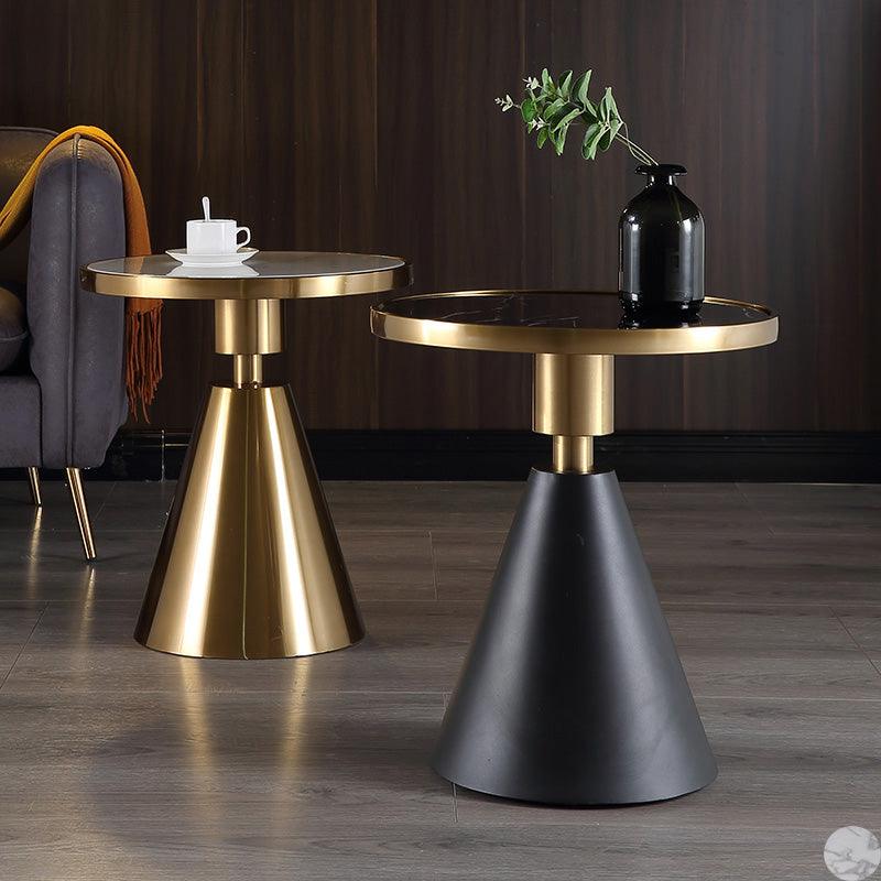 Modern Side Table with Marble Top and Metal Base - Miola