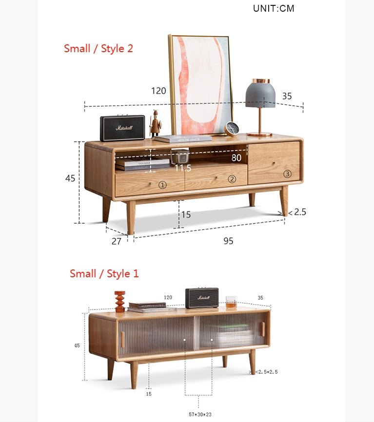 Kerry Mini TV Stand, Light Oak - Miola