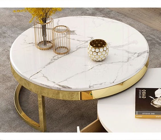 Regalia Coffee Table Set, White & Gold - Miola