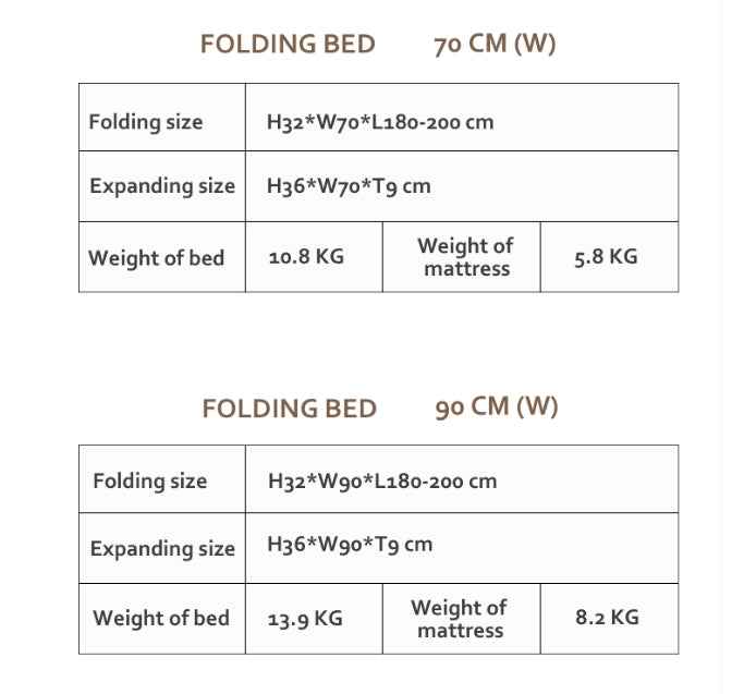 Accordion Folding Single Bed - Miola